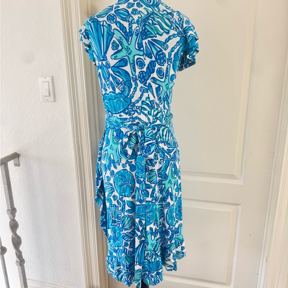 🦄 Lilly Pulitzer Sz S Shorely Blue Sailors Valentine Adriel Wrap Dress - Picture 5 of 9